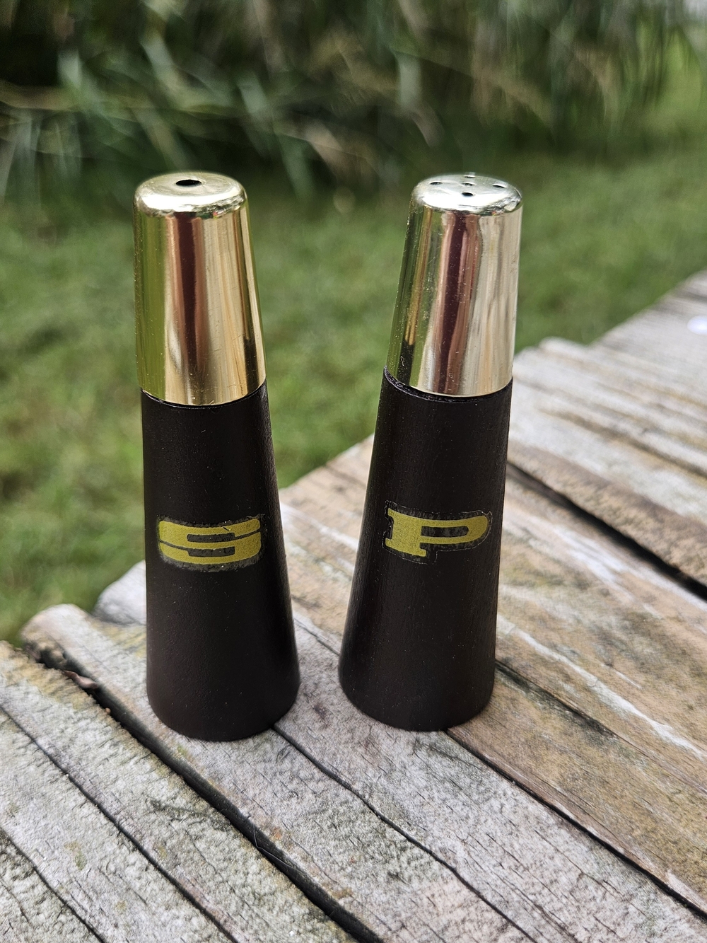 Vintage Mid-century Modern Tapered Wooden Salt and Pepper Shakers